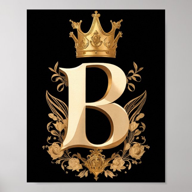 Póster Funny Birthday Queen B - Letter B And Crown (bee)  (Frente)