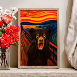 Póster Funny Black Bear Scream Inspired Poster