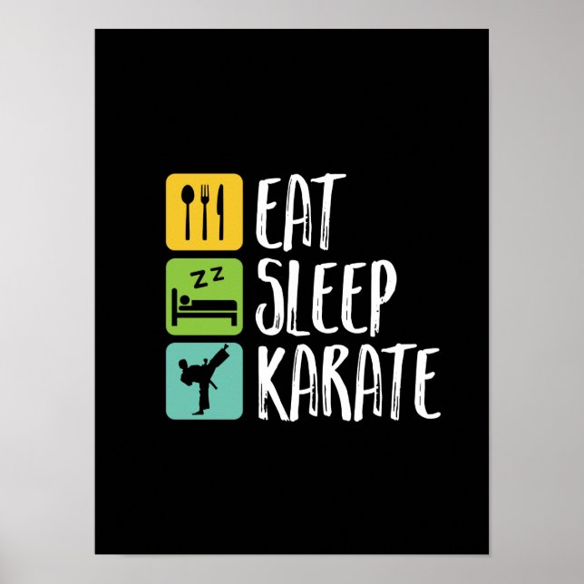 Póster Funny Black Belt Martial Arts Come Sleep Karate (Frente)