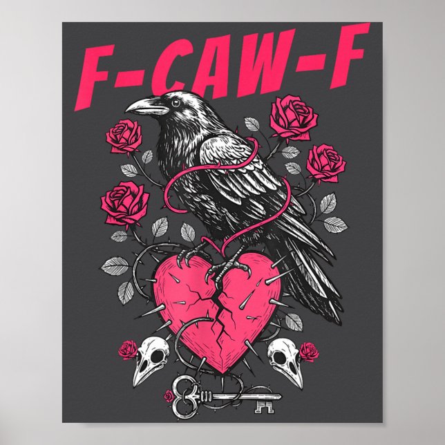 Póster Funny Black Bird F-caw-f Anti Valentines Day Singl (Frente)