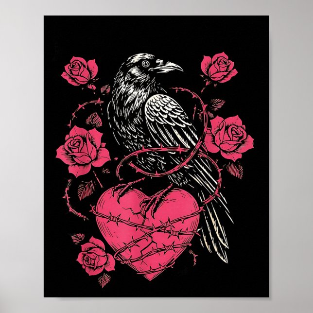 Póster Funny Black Bird F-caw-f Anti Valentines Day Singl (Frente)