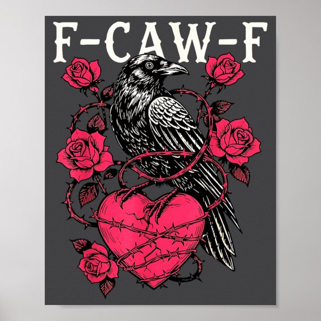 Póster Funny Black Bird F-caw-f Anti Valentines Day Singl (Frente)
