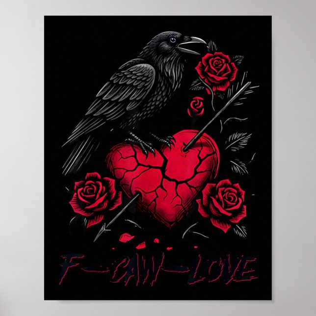 Póster Funny Black Bird F-caw-f Anti Valentines Day Singl (Frente)