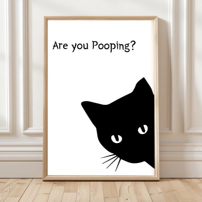 Póster Funny Black Cat Bathroom Print: 'Are You Pooping?' (Subido por el creador)