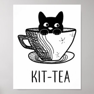 Póster Funny Black Cat Kit-té Gráfica Hombres Mujeres Chi