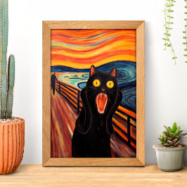 Póster Funny Black Cat Scream Inspired Poster