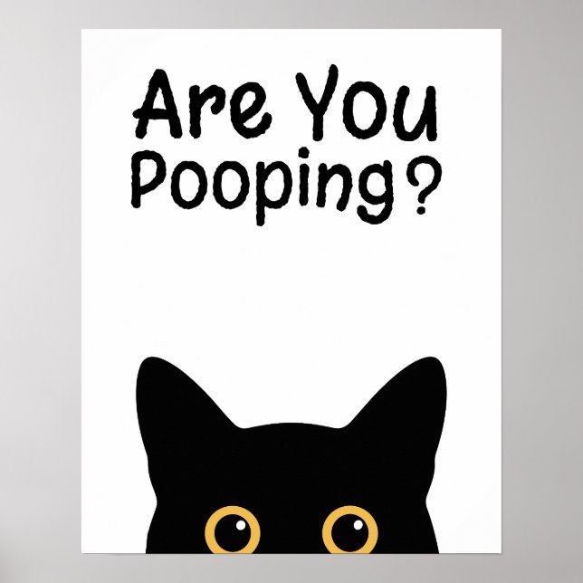 Póster Funny Black Cat Sign - Are You Pooping?  (Frente)