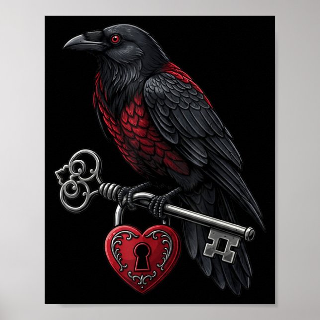 Póster Funny Black Crow Black Bird Funny Crow Valentines  (Frente)