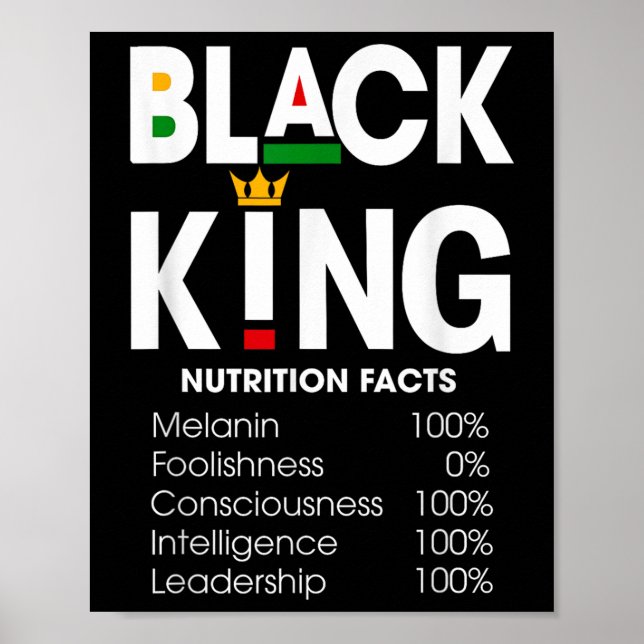 Póster Funny Black King Nutrition Hacts Black History Mon (Frente)