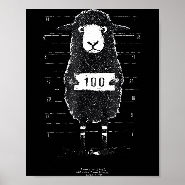 Póster Funny Black Sheep Mugshot Lost But Found Humor Fun (Frente)