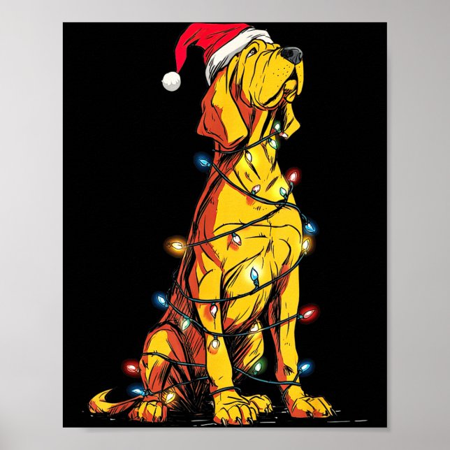 Póster Funny Bloodhound Christmas Graphics Dog Lights Lov (Frente)