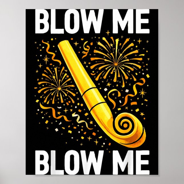 Póster Funny Blow Me Kiss Me Happy New Year Couple Matchi (Frente)