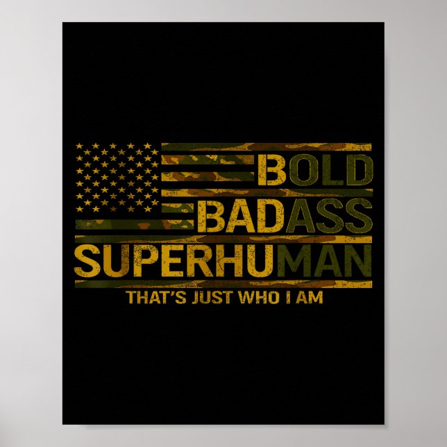 Póster Funny Bold Bad Superhuman Fathers Day Gag Gift Gra (Frente)