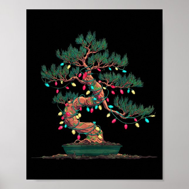 Póster Funny Bonsai Tree Christmas Graphics Lights Lover  (Frente)