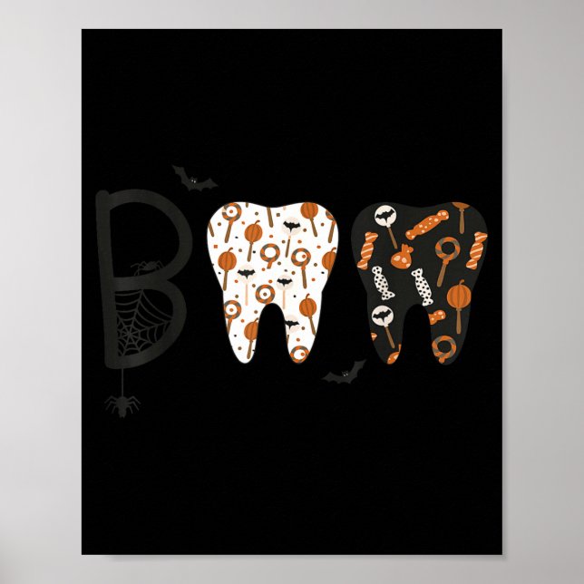 Póster Funny Boo Halloween Candy Dentist Teeth Men Women  (Frente)