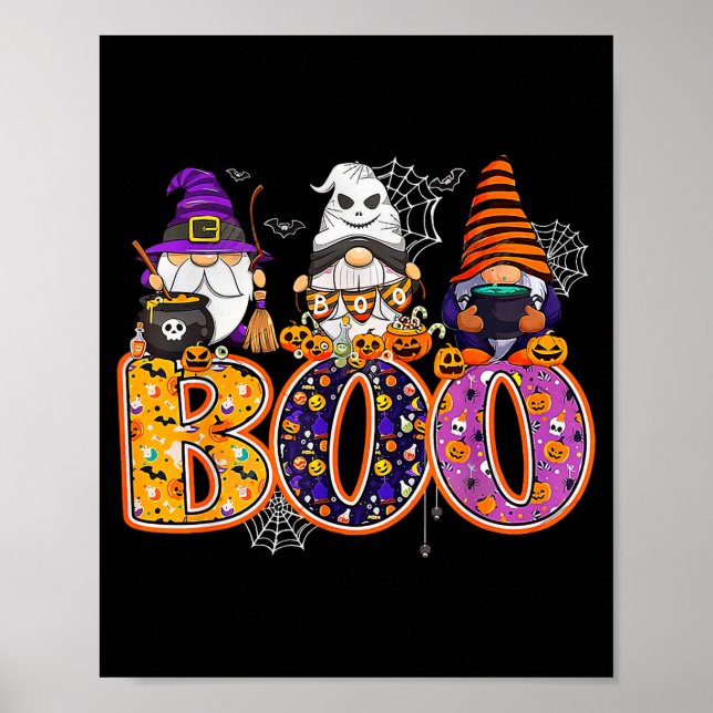 Póster Funny Boo Witch Sipders Pumpkins Happy Halloween G (Frente)