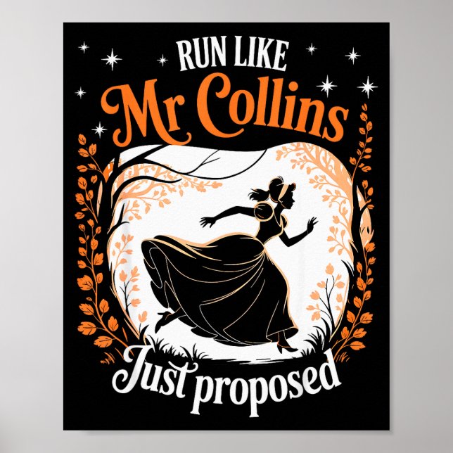 Póster Funny Book Meme Run Like Mr Collins Just Proposed  (Frente)