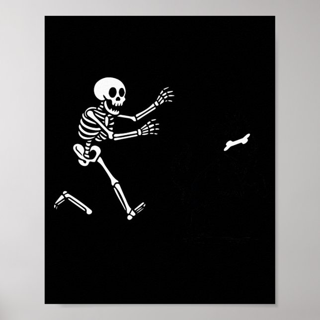 Póster Funny Border Collie Running Skeleton Halloween  (Frente)