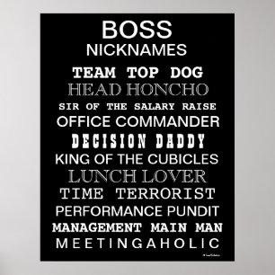 Póster Funny Boss Nicknames Poster   Regalo de Rótulo de