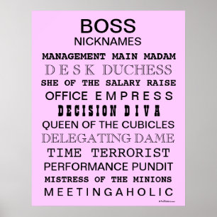 Póster Funny Boss Poster   Rótulo de Office   Regalo de j