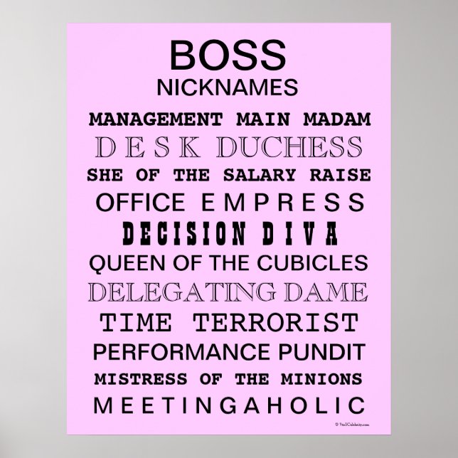 Póster Funny Boss Poster | Rótulo de Office | Regalo de j (Frente)