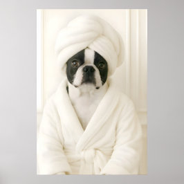 Póster Funny Boston Terrier Bathroom Print, Terrier In