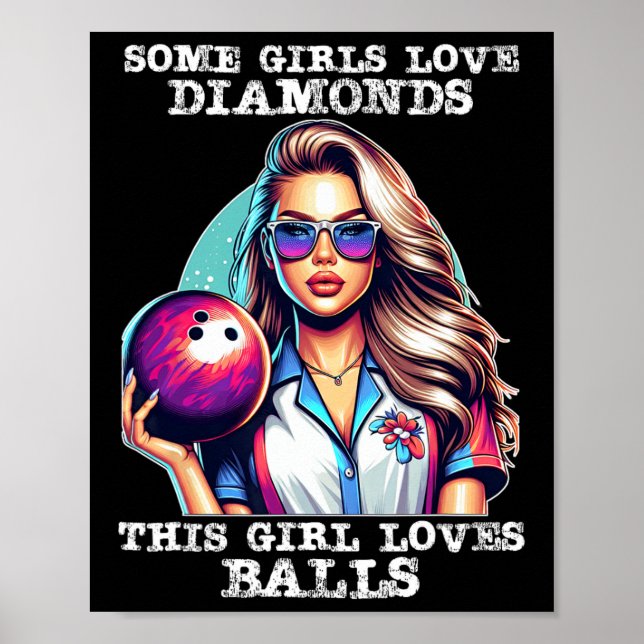 Póster Funny Bowling Art Para Mujeres Chicas Track Bowlin (Frente)