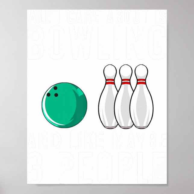 Póster Funny Bowling Design Para Hombres Mujeres Boliche  (Frente)