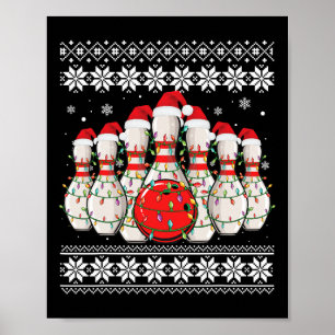 Póster Funny Bowling Navidades feos Sweater Bowling Lover