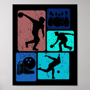 Póster Funny Bowling Player Bowler Vintage Bowl Game Enth