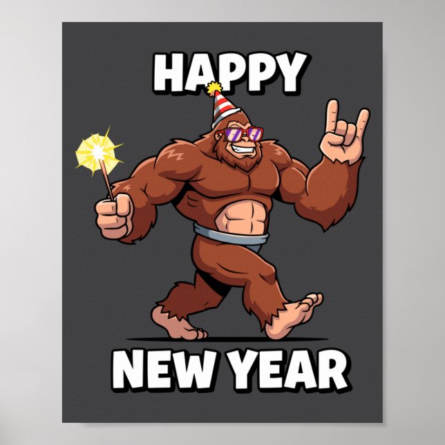 Póster Funny Boys Nye Outfit, Mens Fireworks Bigfoot Happ (Frente)