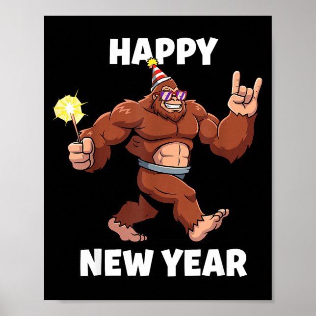Póster Funny Boys Nye Outfit, Mens Fireworks Bigfoot Happ (Frente)
