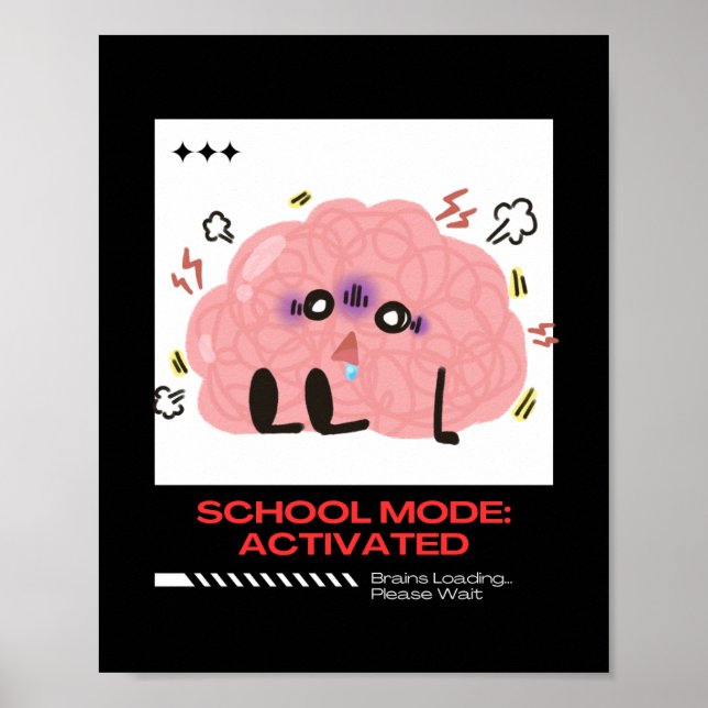 Póster Funny Brain Personalizado - Modo escolar activado (Frente)