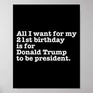 Póster Funny broma de cumpleaños 21 de Donald Trump