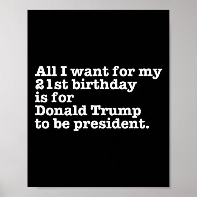 Póster Funny broma de cumpleaños 21 de Donald Trump (Frente)
