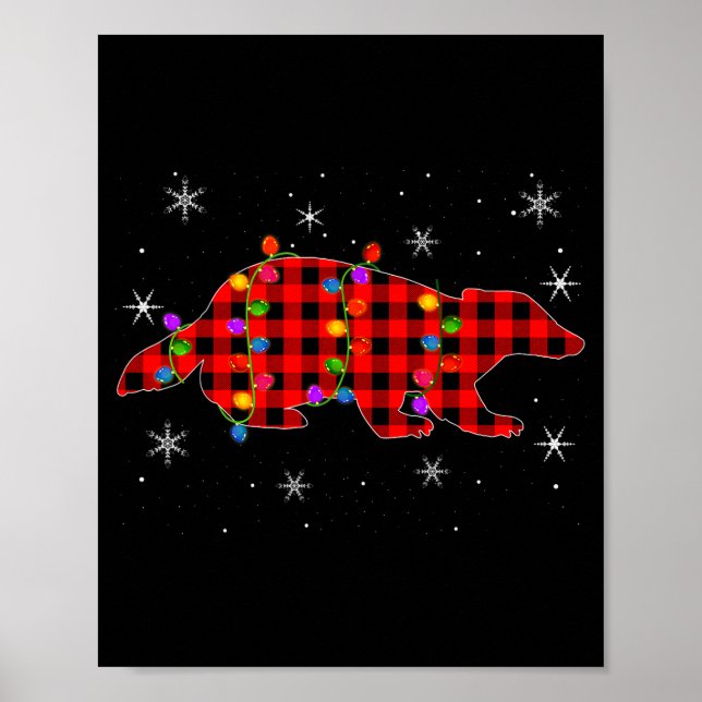 Póster Funny Buffalo Plaid Family Matching Badger Christm (Frente)