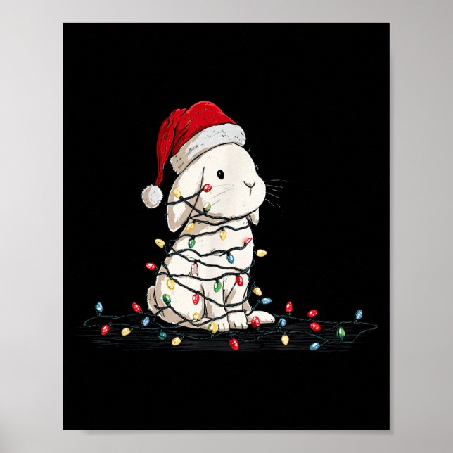Póster Funny Bunny Christmas Graphics Animal Lights Lover (Frente)