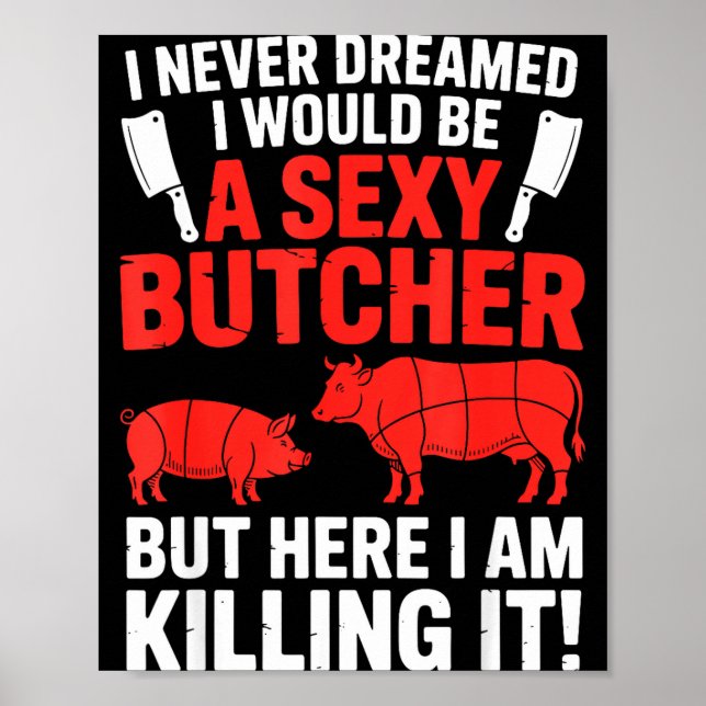 Póster Funny Butcher Design For Men Women Butchery Meat B (Frente)