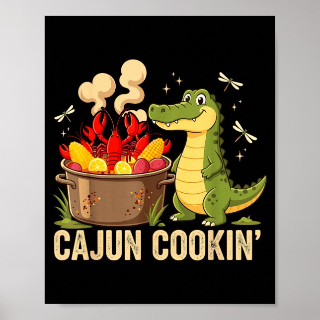Póster Funny Cajun Louisiana Boil Alligator Crawfish Mard (Frente)