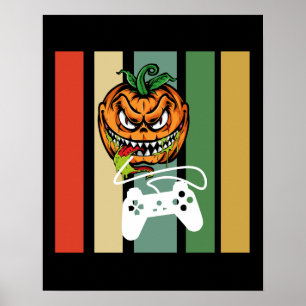 Póster Funny Calabaza de Calabaza de Halloween Gamer Cala