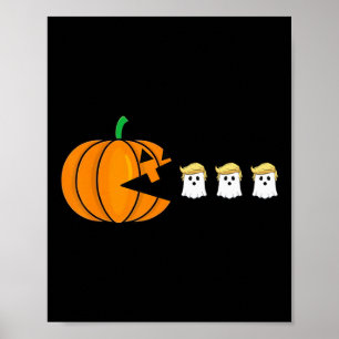 Póster Funny Calabaza de Halloween comiendo a los hombres