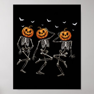 Póster Funny Calabaza Halloween Dancing Skeleton Costuma