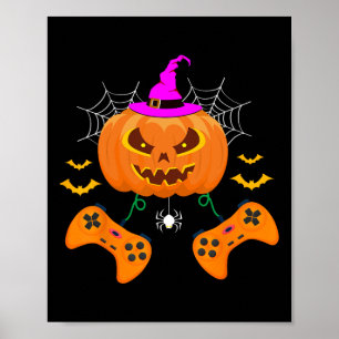 Póster Funny Calabaza Jack O Lantern Video Gamer