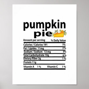 Póster Funny Calabaza Pie Nutrición Hecho para Acción de
