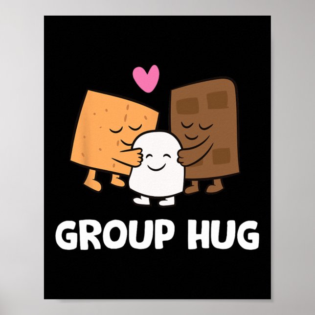 Póster Funny Camping Smores Group Hug Cute S'mores 1  (Frente)