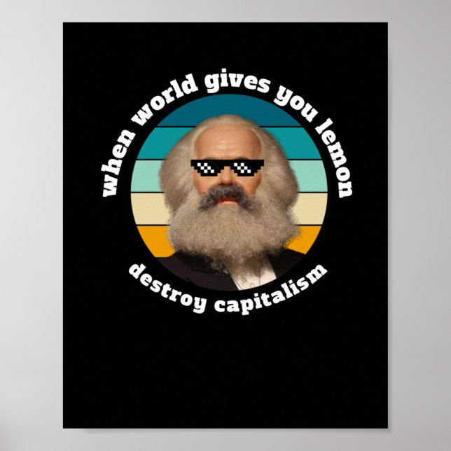 Póster Funny Capitalismo Karl Marx Pegatina (Frente)