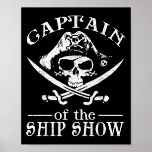 Póster Funny Capitán de Diseño Pirata Show Boater Boati
