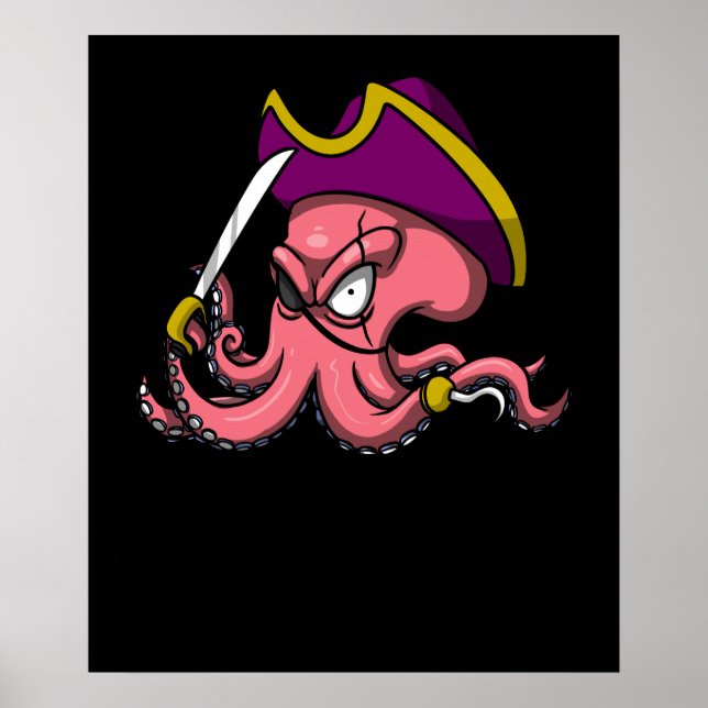 Póster Funny Capitán del marinero pirata Octopus (Frente)
