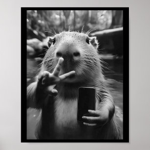 Póster Funny Capybara Regala a Guay Capybara Selfie