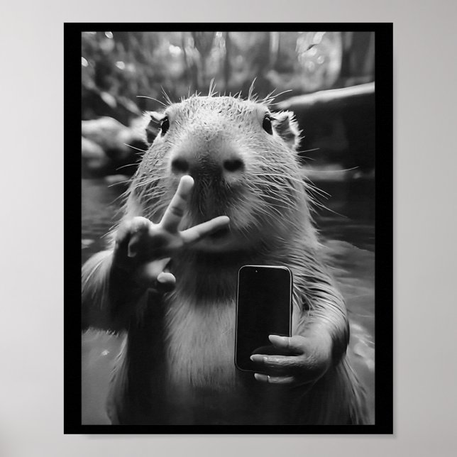 Póster Funny Capybara Regala a Guay Capybara Selfie (Frente)